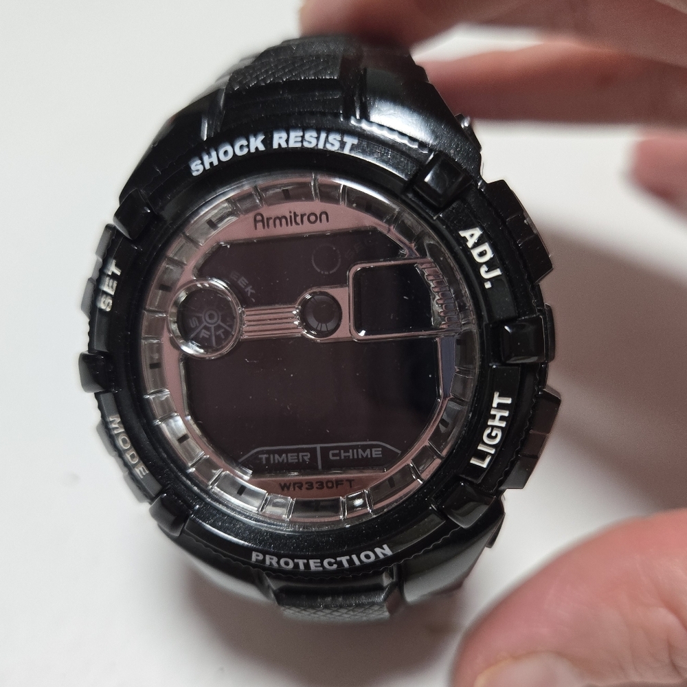 Armitron Black Shock Resist Digital watch Needs Batterie Not Tested